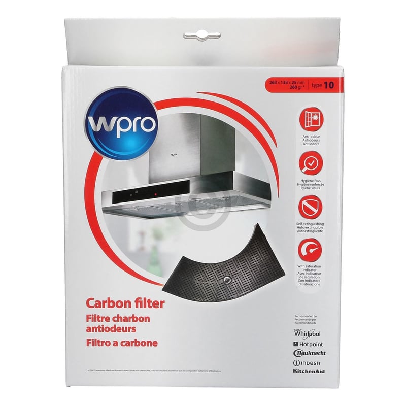Kohlefilter Whirlpool 481281718533 AMC859 Typ10 Wpro 265x150mm