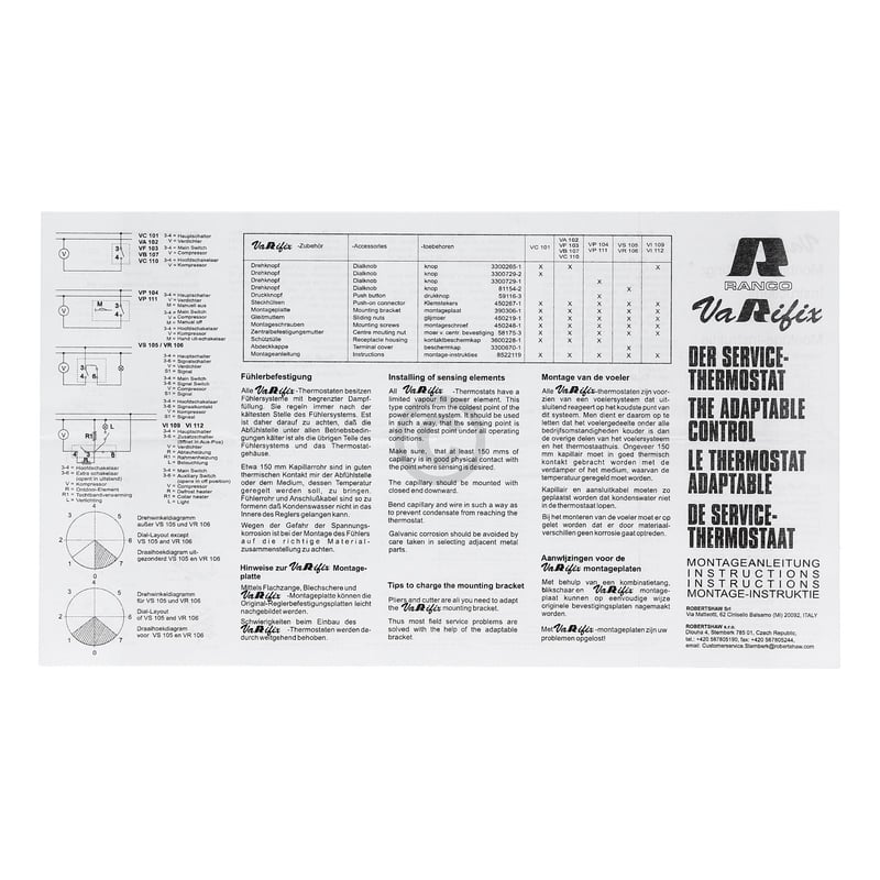 Thermostat VC110 RANCO VC110000000 für Kühlschrank Ranco