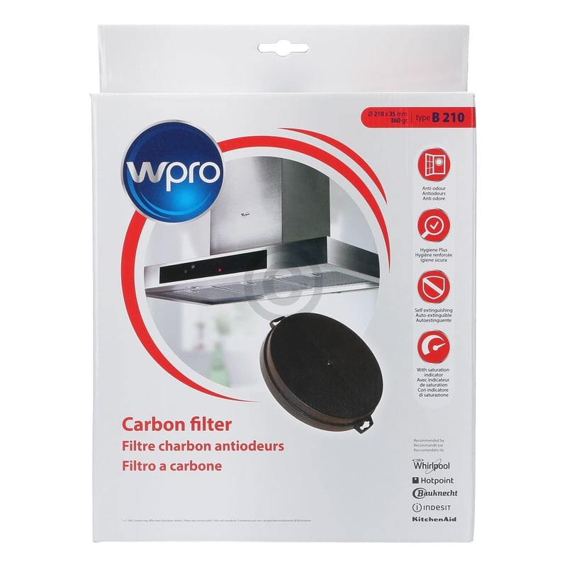Kohlefilter 210mmØ Wpro 484000008579 TypeB210 für Dunstabzugshaube C00027838