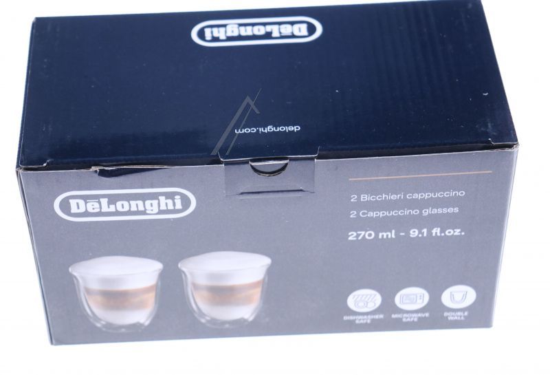 DeLonghi Cappuccino-Gläser 2er-Set 5513284161 doppelwandig, 270ml