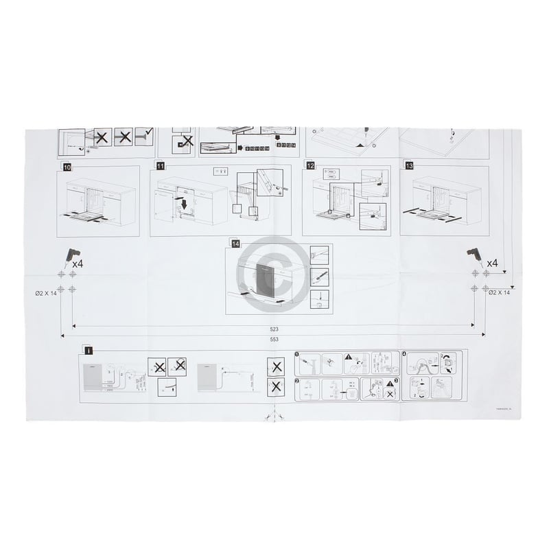 Einbausatz Türbefestigung für Möbeltüre beko 1784430046 an Geschirrspüler