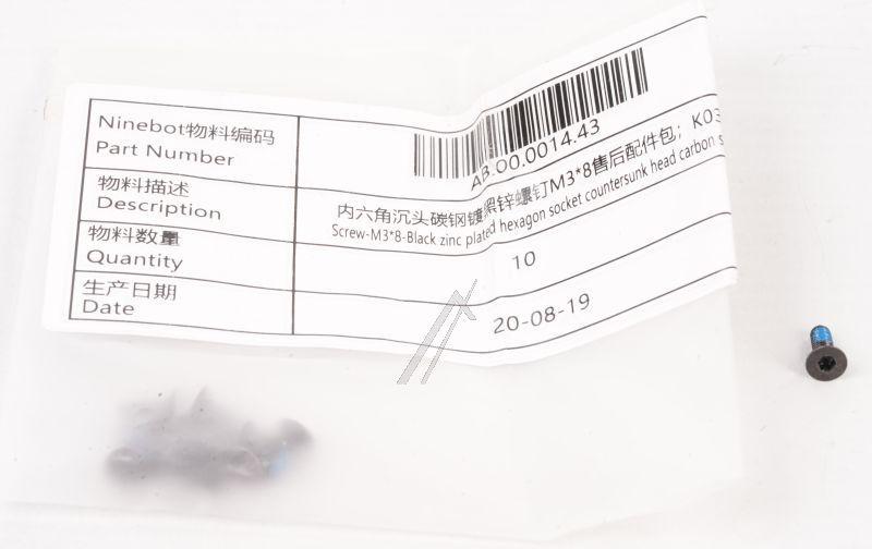 Schraube M3x8 schwarz verzinkt Innensechskant Segway-Ninebot AB.00.0014.43 für E-Scooter E8 E10