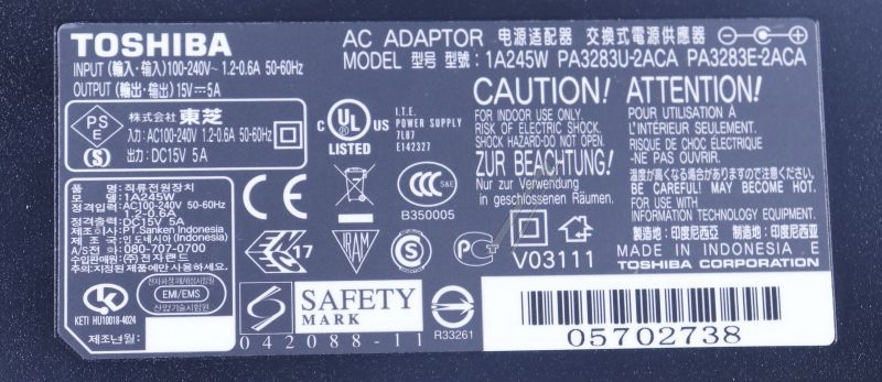 Netzteil für Toshiba Staubsauger PA3378E3AC3 15V 5A 3-polig