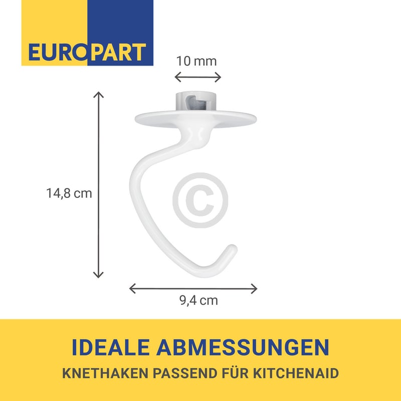 Knethaken wie KitchenAid K45DH Whirlpool 488000510811 für Küchenmaschine mit kippbarem Kopf
