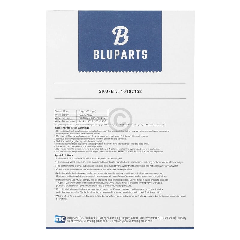 Wasserfilter passend für Whirlpool 484000008726  BLUPARTS - KOMPATIBEL 10102152