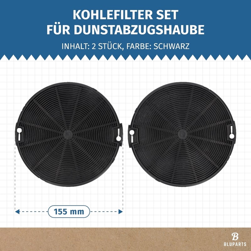 Kohlefilter passend für AEG 4055093712 EFF75 BLUPARTS von Dunstabzugshaube 2Stk