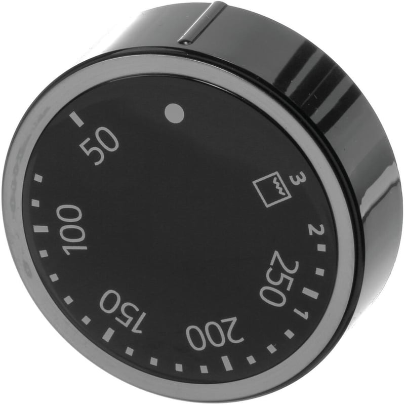 Drehgriff-Temperatur rund, feststehend, schwarz, unbeleuchtet,Bedruckung: hellgrau 10011601