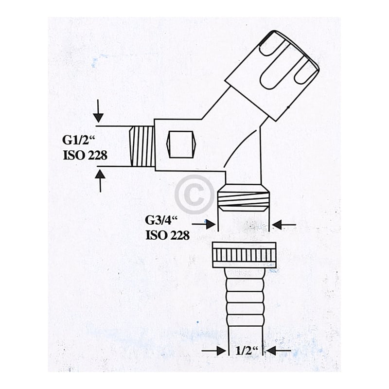Auslaufventil 1/2" mit 3/4" Schlauchanschluss BLUPARTS für den Sanitärbedarf