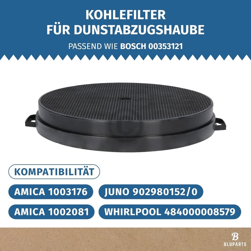 Kohlefilter 210mmØ Type210 passend für Bosch 00353121 BLUPARTS in