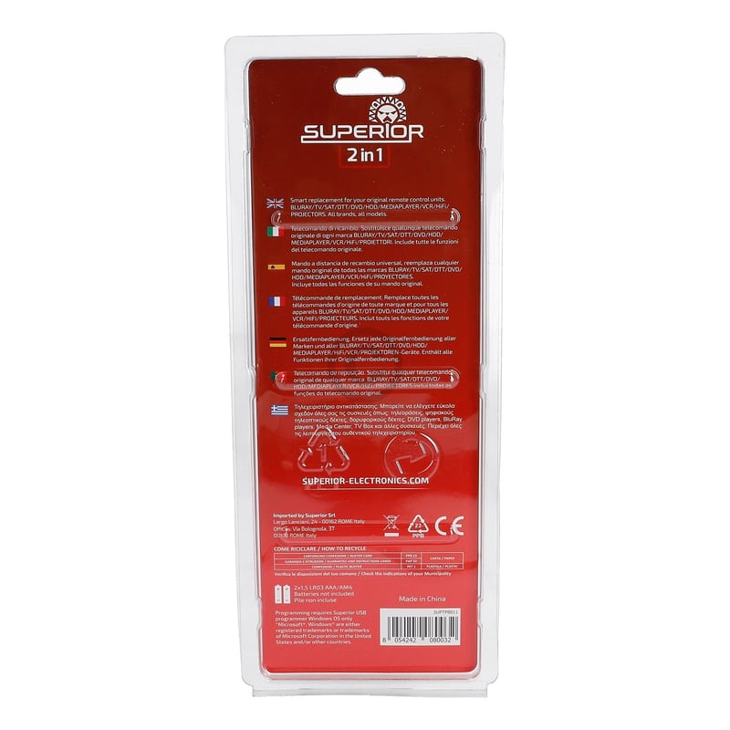 Fernbedienung programmierbar Perform 2in1 Superior SUPTPB011 für TV Superior