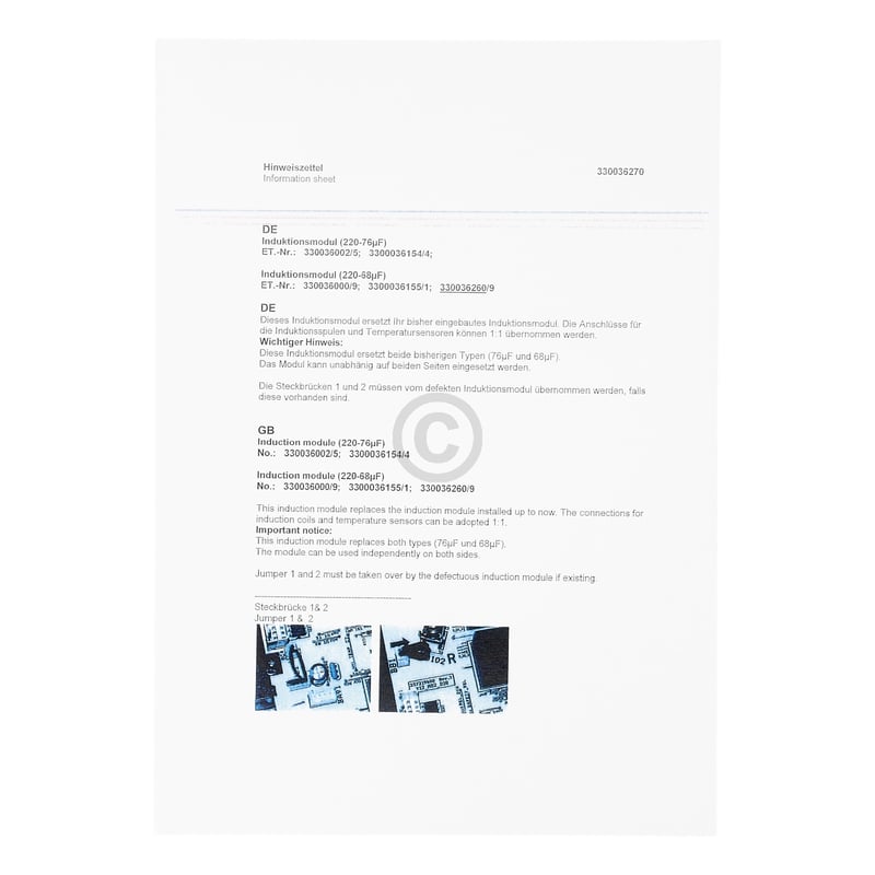 Modul Induktion STD220 Electrolux 3300362609 für Herd
