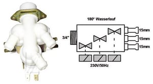 Einlaufelektroventil für Waschmaschine Bitron 3x15mm 180° Dreifach