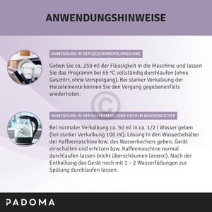 Zitronensäure PADOMA 10090132 für Haushaltsgeräte 1000ml