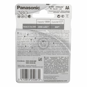 Batterie AA Mignon Panasonic HHR-3XXE/2BP Ni-MH 1,2V 2450mAh 304523