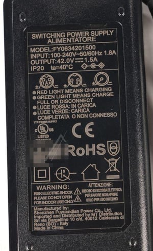 Ladegerät 42V 1,5A Argento ACTEVO_036 für E-Scooter