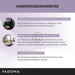 Zitronensäure PADOMA 10090132 für Haushaltsgeräte 1000ml