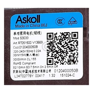 Ablaufpumpe 0120400050B Haier 49096600 für Geschirrspüler CANDY/ HOOVER