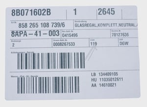 Glasablage für Kühlschrank Electrolux AEG 8582651087396 4er-Set