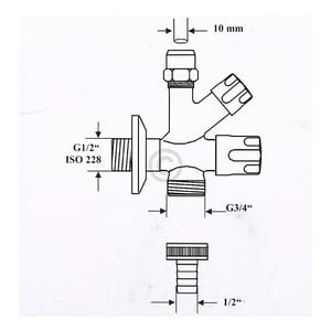 Kombi-Eckventil 3/8"x10mm 3/4" Schlauchanschluss BLUPARTS 10104808