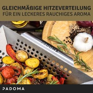 PADOMA Grillkorb aus Edelstahl - Grillschale Edelstahl für Grill mit ergonomischen Henkeln
