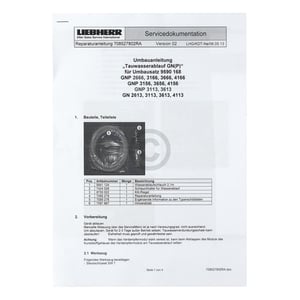 UMBAUSATZ GNP VERD.MODUL TAUWASSERABLAUF Liebherr 9590168