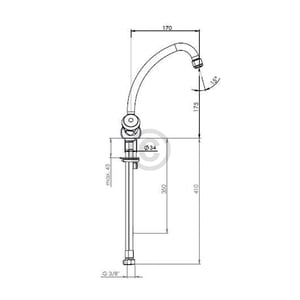 ND-Badarmatur KWC 115.165 SL 17 C Standard für Waschtisch