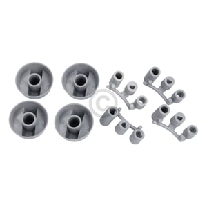 Knebel Set 38mmØ silber mit Adaptern Universal für Kochfeld alle Marken 16-teilig