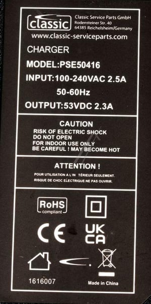 Ladegerät 53V 2,3A Xiaomi Electric Scooter 4 Ultra PSE50416EU für E-Scooter