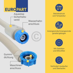 Zulaufschlauch Aquastop 4,0m 25°C universal für Waschmaschine Geschirrspüler