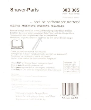 Braun 30B Scherkopf-Set für Rasierer Newspeak - Klingenblock, Scherfolie