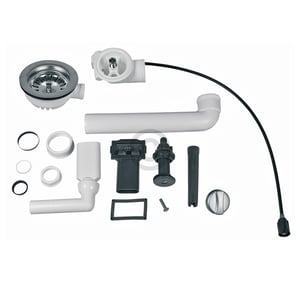 Ab-/Überlaufgarnitur 1 1/2" mit Exzenter + Siebkorbventil für Spülbecken 22342 3