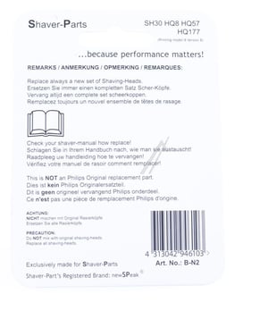 Scherkopf-Set für Philips Rasierer HQ8/50 Newspeak 422203626411 3 Stück