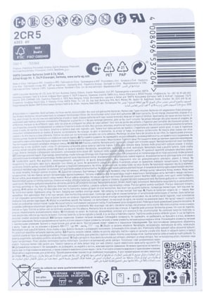 Varta 2CR5 Lithiumbatterie für Waschmaschine 6V 1600mAh