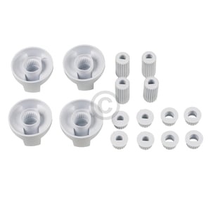 Knebelset 38mmØ weiß mit Adaptern Universal für Kochfeld alle Marken 16-teilig