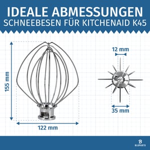 Schneebesen passend wie Kitchenaid Schneebesen K45WW Whirlpool C00510818 488000510818