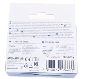 HC212-Netzteil für Ofen Ansmann 10010114 Dual-USB 2,4A
