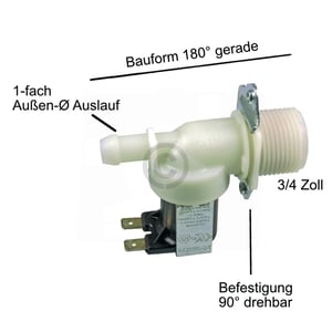 Magnetventil 1-fach 180° 11,5mmØ smeg 813050254 für Geschirrspüler