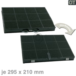 Kohlefilter 295x210mm, 2 Stück, OT! 481948048338 Wpro, Bauknecht, Whirlpool, Ike