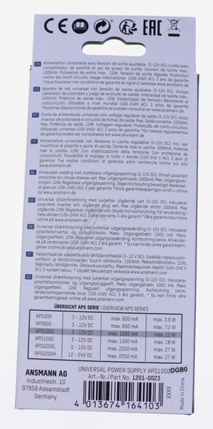 Ansmann Staubsauger Netzteil 12010023 Universal 3-12V DC