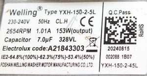 Induktionsmotor für Trockner Electrolux 140218433039 230V, 50Hz, 153W