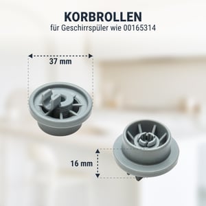 8 x Korbrollen Korbrollenset Spülmaschinen für Bosch  00165314 165314