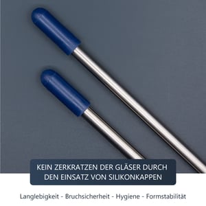 Edelstahl Glashalter für Geschirrspüler mit blauen Kappen - Set Bierliebhaber