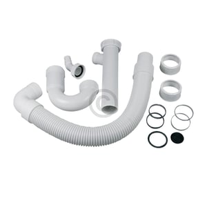 Siphon 1 1/2"x40/50mm flexibel formbar mit Geräteanschluss weiß für Spülbecken