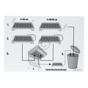 Kohlefilter Balay 00460736 450x320mm kpl mit weißem Rahmen für Dunstabzugshaube