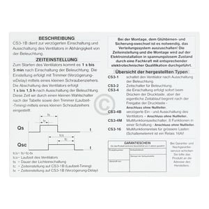 Nachlaufrelais für Ventilatoren CS3-1B