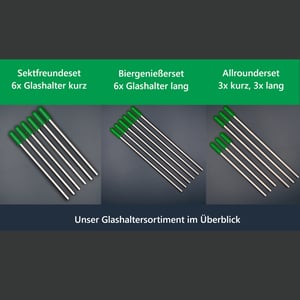 Edelstahl Glashalter für Geschirrspüler mit grünen Kappen - Set Bierliebhaber 