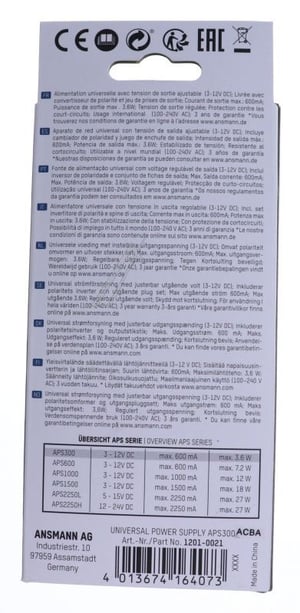 Ansmann APS 300 Netzteil für Staubsauger 12010021 3-12V, 7 Stecker