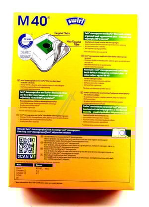 Staubsaugerbeutel M40 für Staubsauger Melitta 99753 6786231 4 Stück, Airspace Green Line