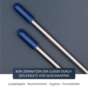 Edelstahl Glashalter für Geschirrspüler mit blauen Kappen - Set Allrounder