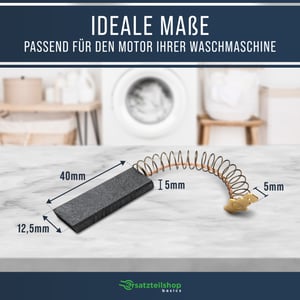 Motorkohlen [2er Set] 12,5x5x43mm 4,8mmAMP wie 00605694 605694 Bosch, Siemens, Neff für Waschmaschinen/Trockner